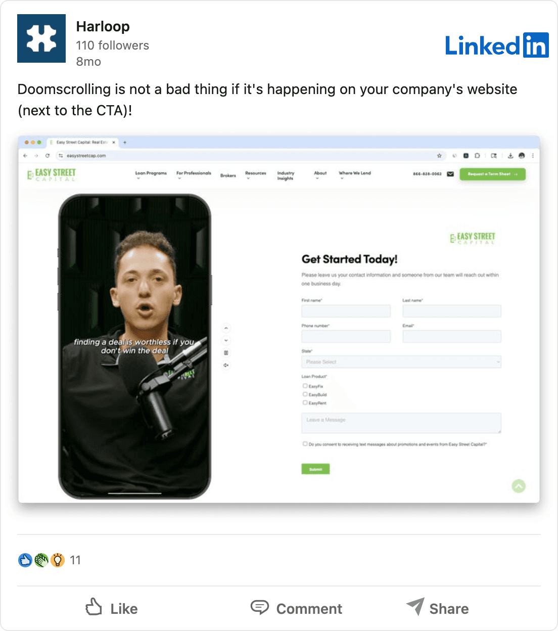 LinkedIn post by Harloop